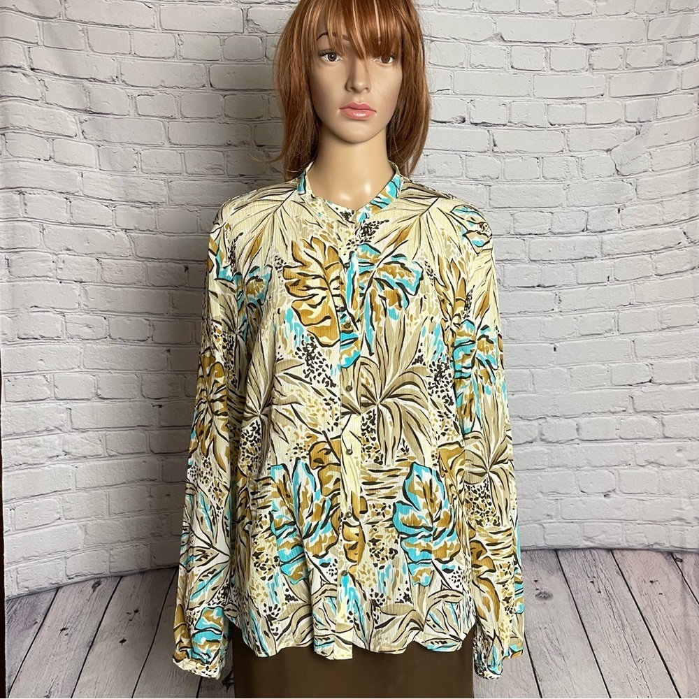 Talbots Pure Silk Crinkled Blouse Size L